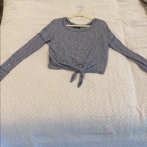 Striped long sleeve crop top